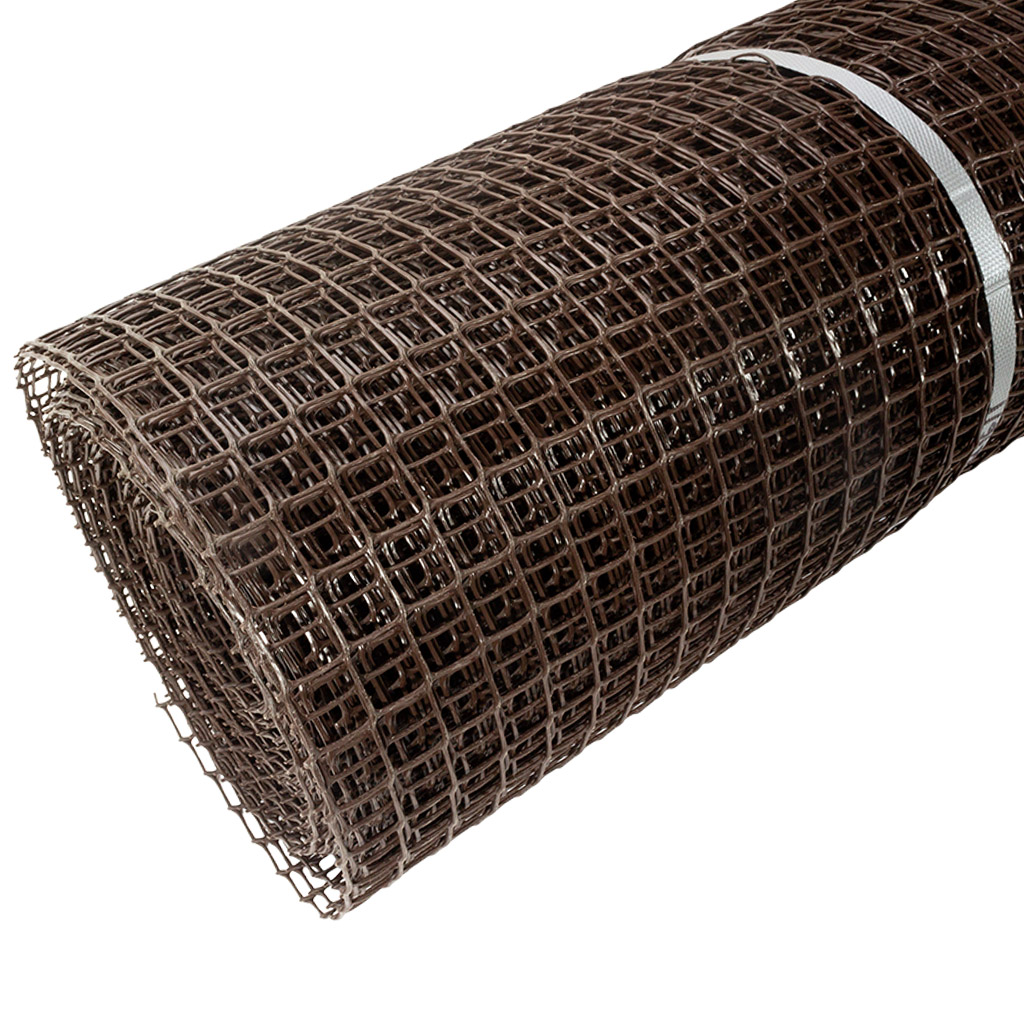 Сетка пластиковая заборная СР-15, ячейка 20х20мм, высота 1м, длина 20м, коричневый