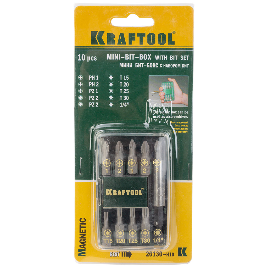 Набор бит Kraftool Compact-10, 10 предметов с магнитным адаптером