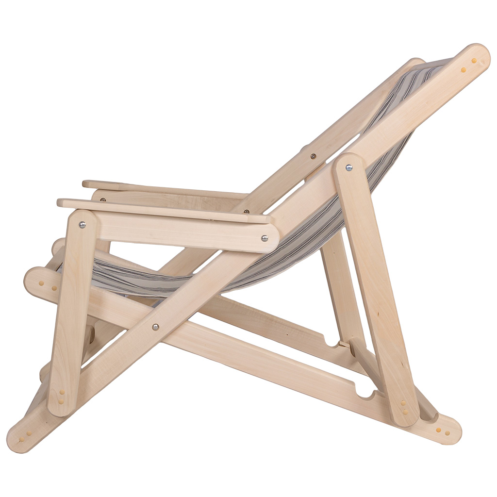 Шезлонг гибкий с подлокотниками на ткани, 600мм х 750мм х 1600мм, липа