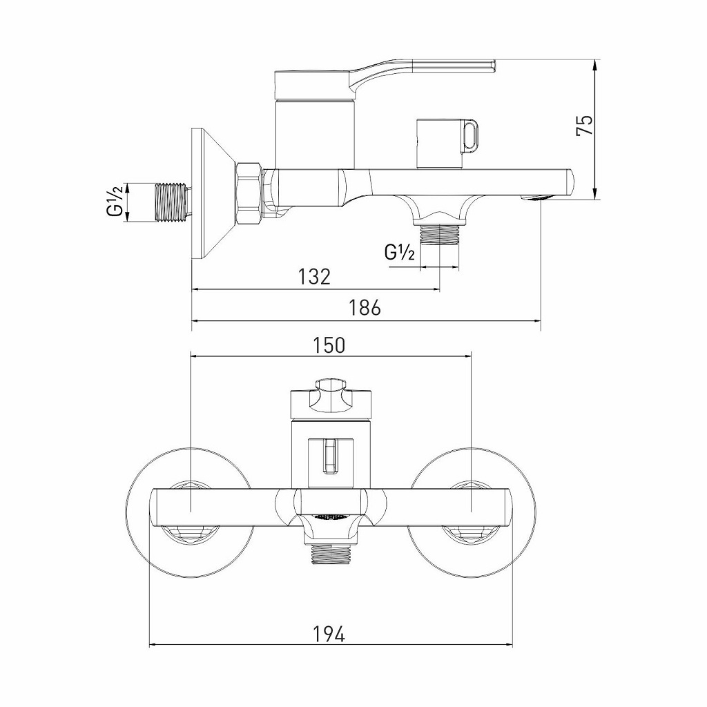 Смеситель для ванны Mixline ML40-01, хром