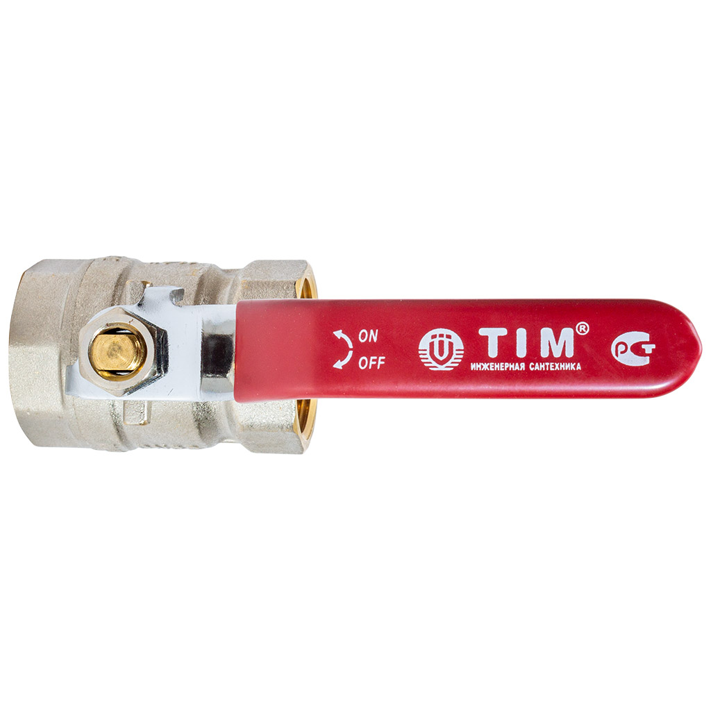 Кран шаровый для воды TIM, 1 1/4" г-г, рычаг