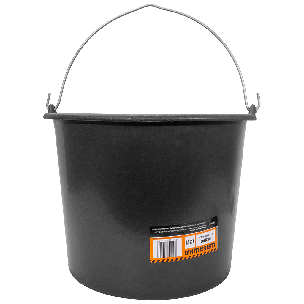 Ведро пластиковое, черное, круглое, 12л