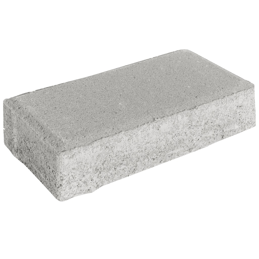 Плитка тротуарная прессованная "Брусчатка", ВКСМ, 40х100х200мм, серая, послойно, 60шт/1.2м2