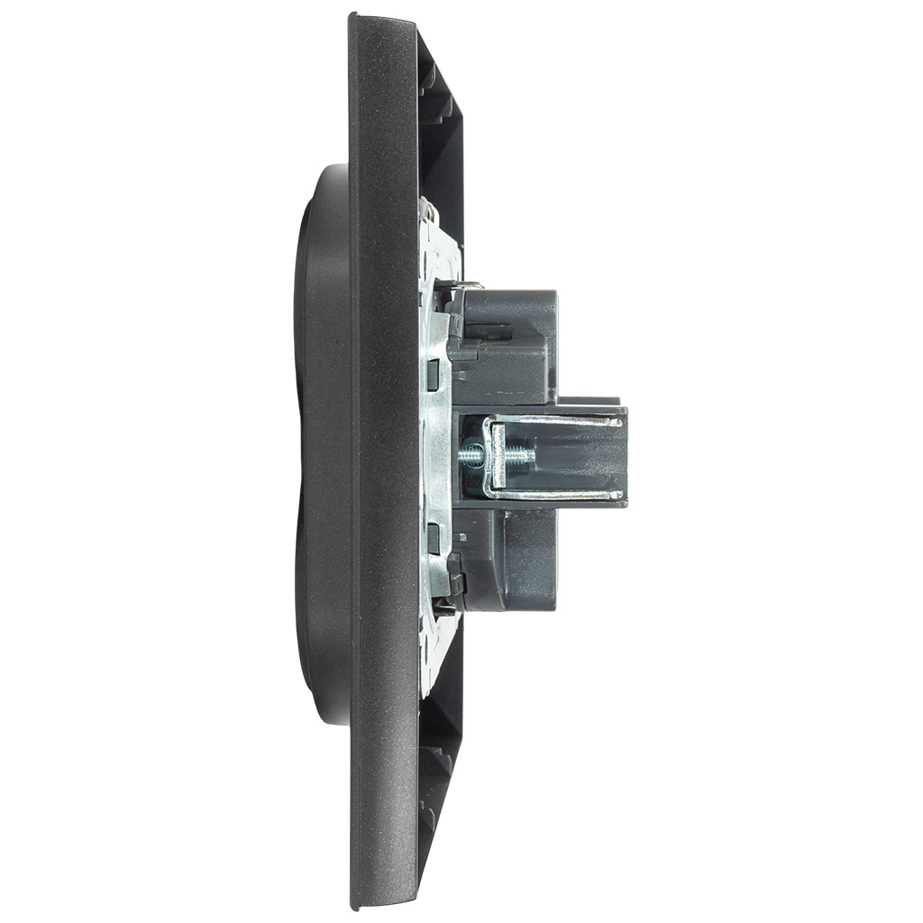 Розетка скрытой проводки ИЭК Brite, 2-местная, 16А, с заземлением, черная