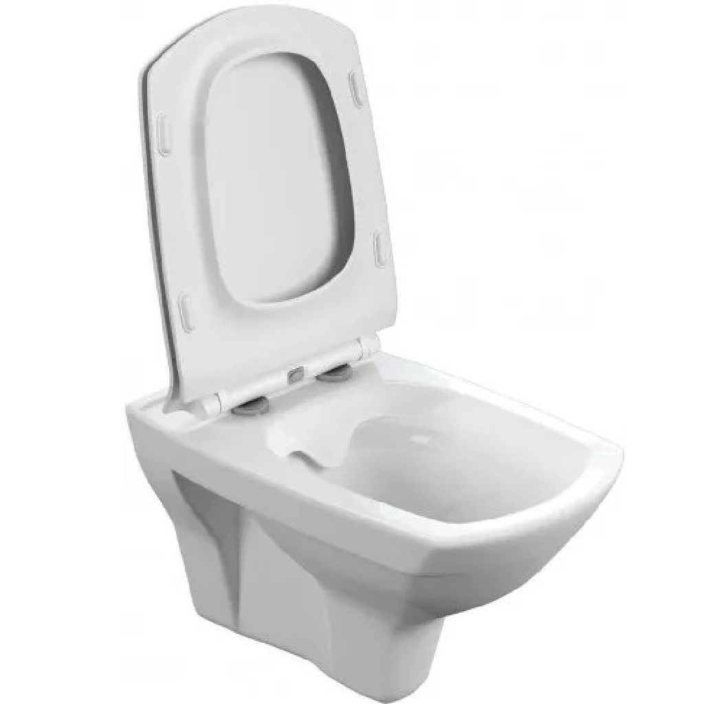 Унитаз подвесной Carina Cersanit, безободковый, с плавным закрыванием
