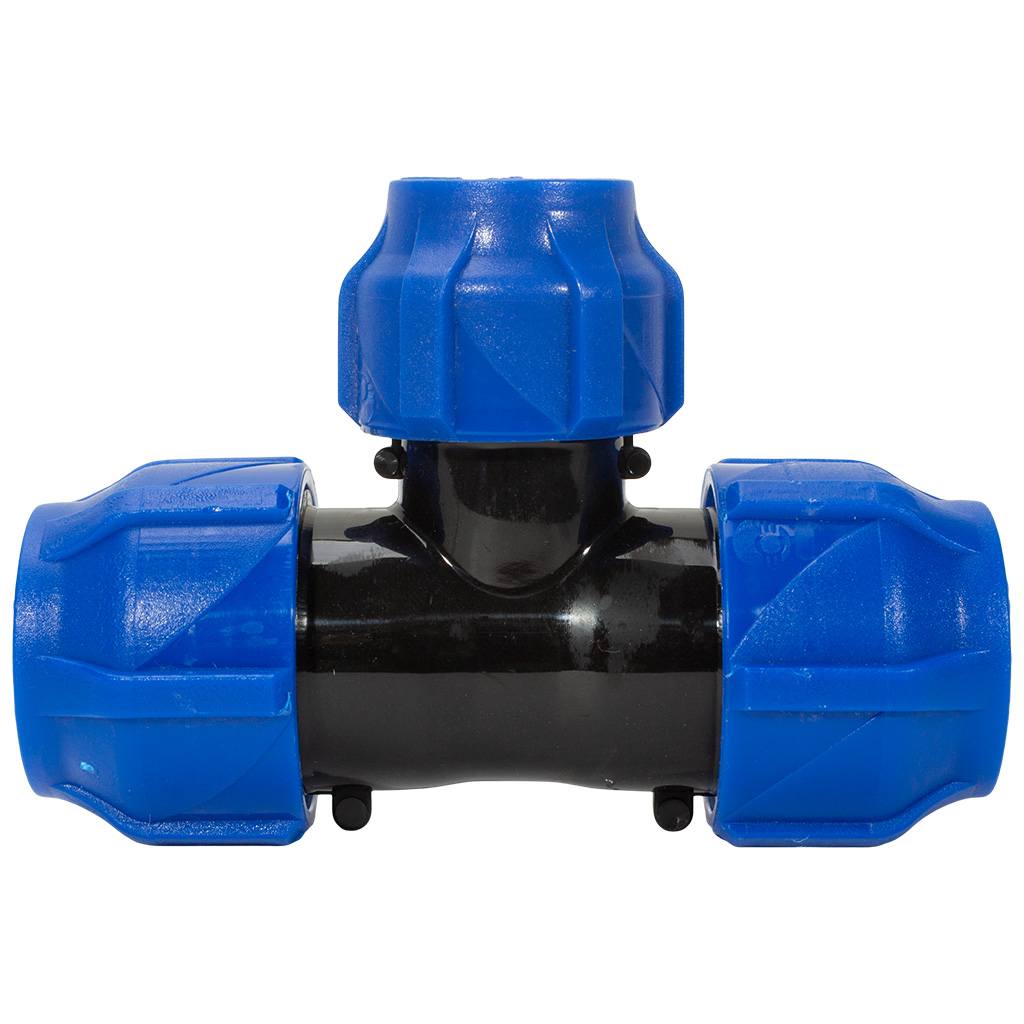 Тройник ПНД соединительный, ДУ25 х ДУ20 х ДУ25, компрессионный