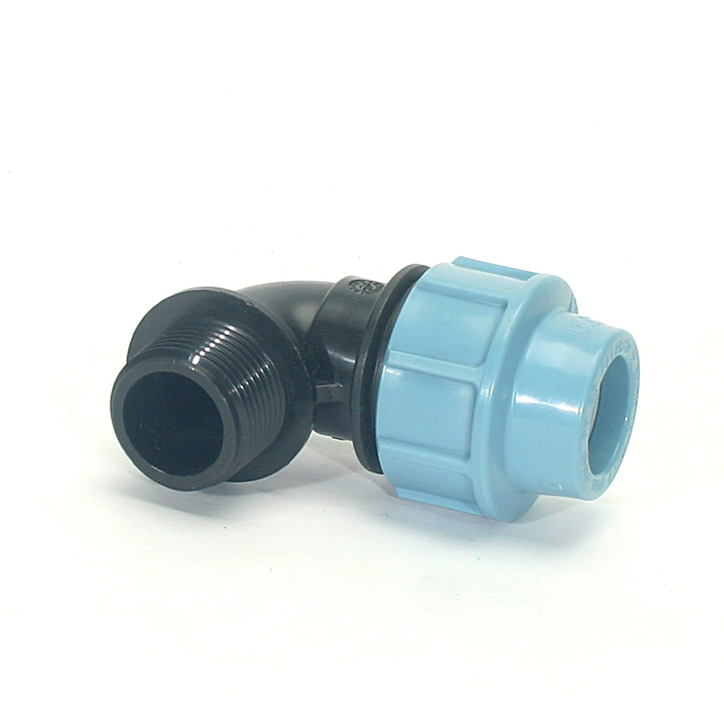 Отвод ПНД, ДУ25 х 1", с наружной резьбой