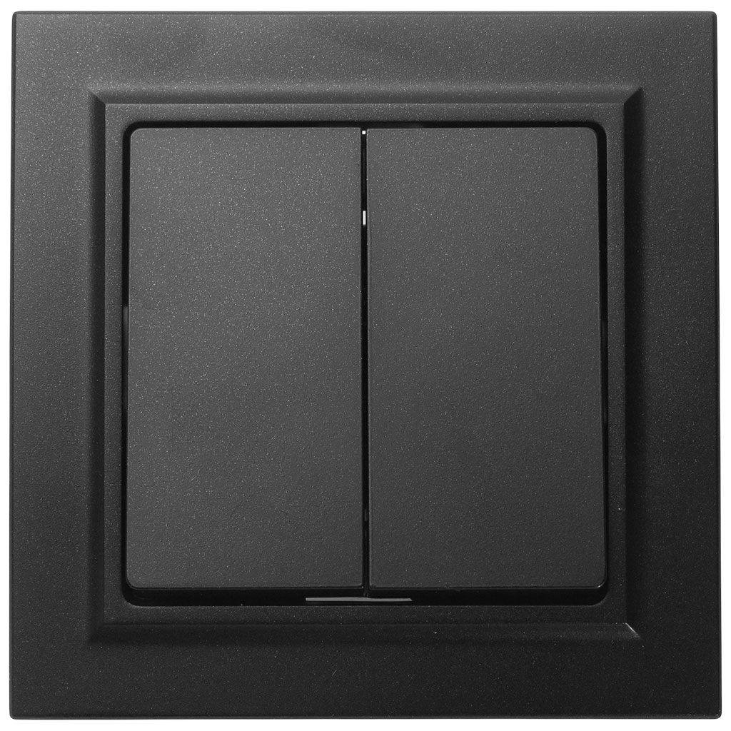 Выключатель скрытой проводки ИЭК Brite, 2-клавишный, 10А, черный