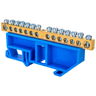 Шина нулевая EKF, N (6х9мм) 14 отверстий, синий изолятор на DIN-рейку цены в Воронеже
