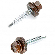 Саморез кровельный 4.8 х 29, RAL 8017 шоколад, коробка 250 шт/упак цены в Воронеже