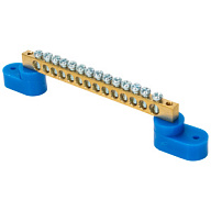 Шина нулевая EKF, N (6х9мм) 14 отверстий, 2 синих угловых изолятора цены в Воронеже