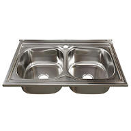 Мойка из нержавеющей стали накладная Mixline, 800х500мм, 0.4мм, две чаши, с сифоном цены в Воронеже