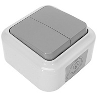 Выключатель открытой проводки Bylectrica Пралеска Аква, 2-клавишный, 6А, IP54, серый цены в Воронеже