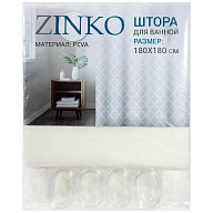 Шторка для ванной Zinko, 180х180мм, белая, с кольцами цены в Воронеже