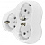 Тройник UNIVersal, 16А, с заземлением, белый