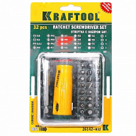 Отвертка реверсивная Kraftool, с битами и адаптером, набор 32 предмета цены в Воронеже