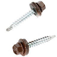 Саморез кровельный 4.8 х 35, RAL 8017 шоколад, коробка 250 шт/упак цены в Воронеже