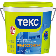 Краска водно-дисперсионная Текс, для стен и потолка, влагостойкая, белая, матовая,  7кг. цены в Воронеже