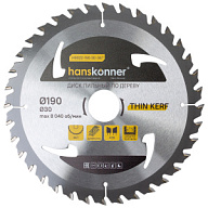 Диск пильный Hanskonner THIN KERF, по дереву, 190х30мм, 36 зубьев цены в Воронеже