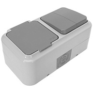 Блок открытой проводки Bylectrica Пралеска Аква, розетка+2 кл. выключатель, IP54, серый цены в Воронеже