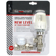 Комплект термостатический для подключения радиатора Pro Factor, прямой, 1/2" цены в Воронеже