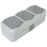 Блок открытой проводки Bylectrica Пралеска Аква, розетка 3-местная, с заземлением, с крышкой, IP54, серый цены в Воронеже