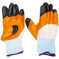 Перчатки нейлон, оранжевые с черными пальцами цены в Воронеже