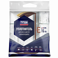 Уплотнитель для окон и дверей Tytan Prof, Е-профиль, 9мм х 6м, самоклеящийся, коричневый цены в Воронеже
