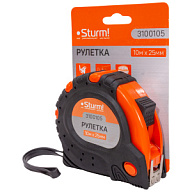 Рулетка Sturm!, 10м х25мм, 3 кнопки стопа, двухсторонняя, магнит на зацепе цены в Воронеже