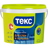 Краска водно-дисперсионная Текс, для стен и потолка, интерьерная, белая, матовая,  3кг. цены в Воронеже