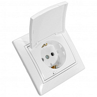 Розетка скрытой проводки Lezard Мира, 1-местная, 16А, с заземлением, с крышкой, белая цены в Воронеже