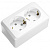 Розетка открытой проводки Systeme Electric Этюд, 2-местная, 16А, с заземлением, белая