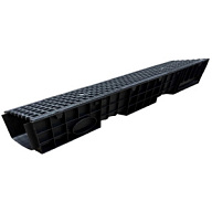 Лоток пластиковый Gidrolica Standart, в сборе с чугунной решеткой и крепежом, DN 200, КлС250, H 285, 1м цены в Воронеже