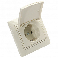 Розетка скрытой проводки Lezard Мира, 1-местная, 16А, с заземлением, с крышкой, кремовый цены в Воронеже