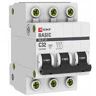 Выключатель автоматический ВА47-29 EKF, 3 полюсный, 32А С 4.5кА цены в Воронеже