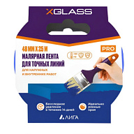 Лента малярная Xglass, для точных линий, 48мм х 25м цены в Воронеже