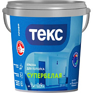 Краска водно-дисперсионная Текс Профи, для потолка, матовая, супер белая, 0.9л. цены в Воронеже