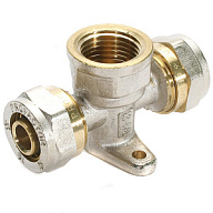 Тройник для металлопластиковой трубы Frap, ДУ16 х ДУ1/2 х ДУ16 ц-г-ц, с креплением. цены в Воронеже