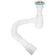 Сифон для мойки Aquant B0115-30-MR, выход гибкая труба, 1 1/2" х D40-50мм, L700мм, для кухни цены в Воронеже