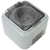 Розетка открытой проводки Bylectrica Пралеска Аква, 1-местная, 16А, с заземлением, с крышкой, IP54, серая цены в Воронеже