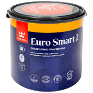 Краска водно-дисперсионная Tikkurila Euro Smart-2, для стен и потолка, интерьерная, белая, матовая, акриловая, база А, 2.7л. цены в Воронеже