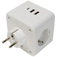 Разветвитель Куб EKF, 2 гнезда+2 USB, с заземлением, 16А, белый цены в Воронеже