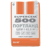 Цемент Supercem Портланд, ЦЕМ I, М-500, серый, 50кг, штучно цены в Воронеже