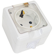 Розетка открытой проводки Dita, 1-местная, 16А, с заземлением, с крышкой, белая цены в Воронеже