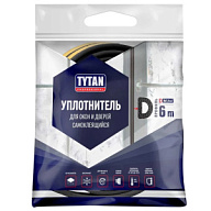 Уплотнитель для окон и дверей Tytan Prof, D-профиль, 9мм х 6м, самоклеящийся, белый цены в Воронеже