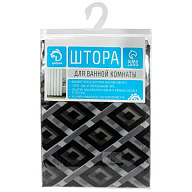 Шторка для ванной Sima Land, 180х180мм, черная, с кольцами цены в Воронеже