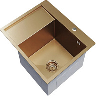 Мойка из нержавеющей стали врезная Mixline Pro, 600х500мм, 3мм, с сифоном, бронза цены в Воронеже
