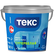 Краска водно-дисперсионная Текс Профи, для потолка, матовая, супер белая, 0.9л. цены в Воронеже