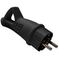 Вилка электрическая с ушком 16А Universal, с заземлением, каучук, черная цены в Воронеже