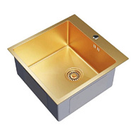 Мойка из нержавеющей стали врезная Mixline Pro, 500х500мм, 3мм, с сифоном, золото цены в Воронеже